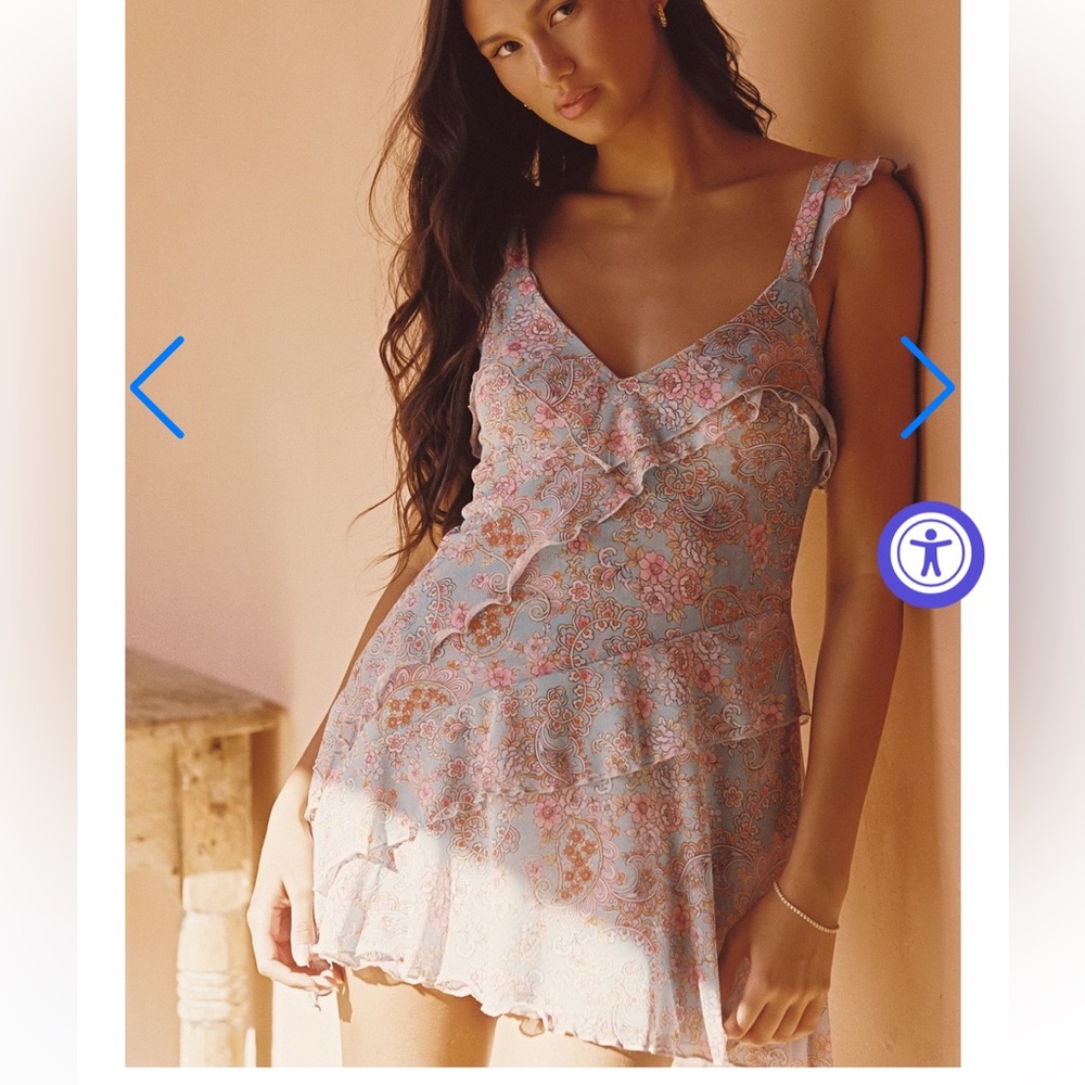 Mesh Ruffled Mini Dress - Picture 4 of 5